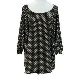 Worthington Woman's Abstract Print Black Gold Tunic‎ Style Top Size 2X